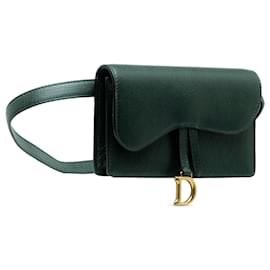 Dior-Bolsa de couro verde Dior com cinto de sela-Verde