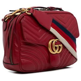 Gucci-Red Gucci Small GG Marmont Sylvie Top Handle Satchel-Red