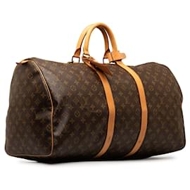Louis Vuitton-Brown Louis Vuitton Monogram Keepall 55 Travel bag-Brown