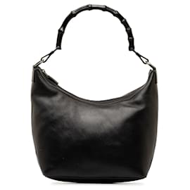 Gucci-Bolsa de ombro de couro de bambu Gucci preta-Preto