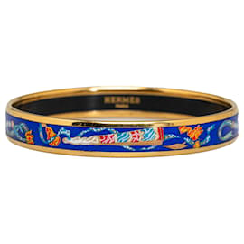 Hermès-Bracelet de costume en émail étroit Hermes bleu-Bleu
