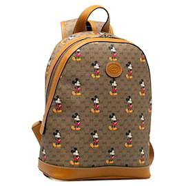 Gucci-Brown Gucci Micro GG Mickey Mouse Dome Backpack-Brown