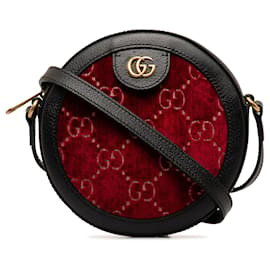 Gucci-Sac à bandoulière rond en velours rouge Gucci GG Marmont-Rouge