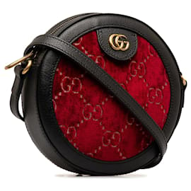 Gucci-Sac à bandoulière rond en velours rouge Gucci GG Marmont-Rouge