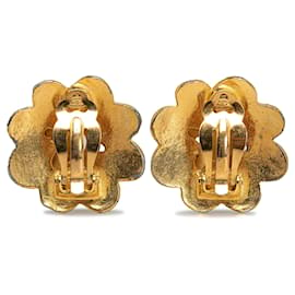 Chanel-Pendientes de clip con flor CC de Chanel dorados-Dorado