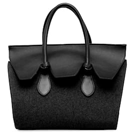 Céline-Gray Celine Felt and Leather Tie Knot Tote-Other