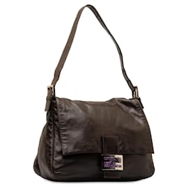 Fendi-Brown Fendi Leather Mamma Forever Shoulder Bag-Brown