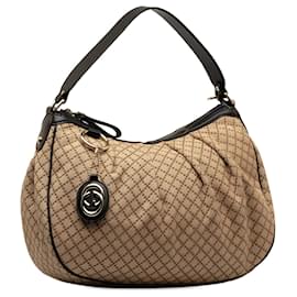 Gucci-Brown Gucci Diamante Sukey Shoulder Bag-Brown