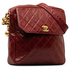 Chanel-Red Chanel CC Quilted Lambskin Shoulder Bag-Red