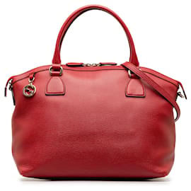 Gucci-Red Gucci Convertible GG Charm Dome Satchel-Red