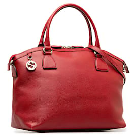 Gucci-Red Gucci Convertible GG Charm Dome Satchel-Red