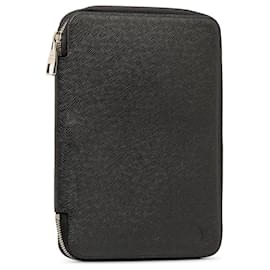 Louis Vuitton-Black Louis Vuitton Taiga Document Case Clutch Bag-Black