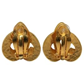 Chanel-Boucles d'oreilles à clip coeur CC Chanel dorées-Doré