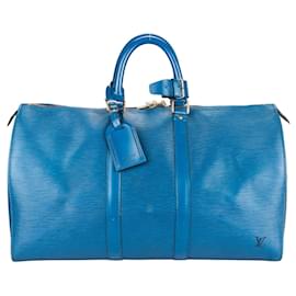Louis Vuitton-Keepall en cuir épi bleu Louis Vuitton 45-Bleu