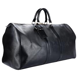 Louis Vuitton-Louis Vuitton Noir Epi Leather Keepall 55-Black