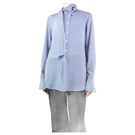 Joseph-Blue silk checked shirt - size UK 10-Blue