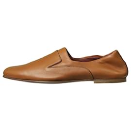 Loro Piana-Tan leather flat shoes - size EU 37-Brown