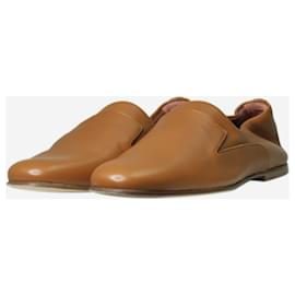 Loro Piana-Chaussures plates en cuir beige - taille EU 37-Marron