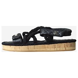 Chanel-Sandálias de corda acolchoadas pretas - tamanho UE 37-Preto