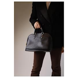 Louis Vuitton-Black epi leather Alma PM top-handle bag-Black