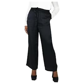 Aspesi-Black elasticated satin trousers - size UK 12-Black