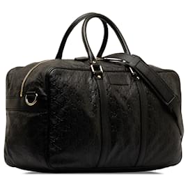 Gucci-Gucci Black Guccissima Travel Bag-Black