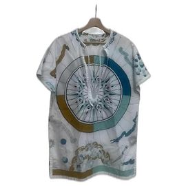 Vestido de praia Hermès em algodão branco e azul Branco Azul