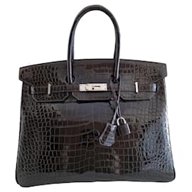 Hermès-Birkin 35-Marrón oscuro