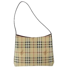 Burberry-BURBERRY Nova Check Shoulder Bag PVC Beige Auth 67105-Beige