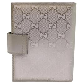Gucci-GUCCI GG implementation Day Planner Cover Silver 115240 auth 66845-Silvery