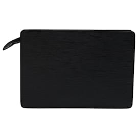 Louis Vuitton-LOUIS VUITTON Epi Pochette Homme Clutch Bag Black M52522 LV Auth 66867-Black
