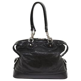 Céline-CELINE Hand Bag Leather Black Auth 67072-Black