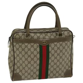 Gucci-GUCCI GG Canvas Hand Bag PVC Beige Green Red Auth 66323-Red,Beige,Green