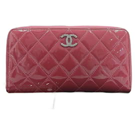 Chanel-Chanel Zip around wallet-Dark red
