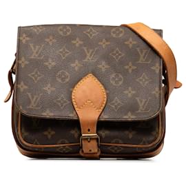 Louis Vuitton-Brown Louis Vuitton Monogram Cartouchiere MM Crossbody Bag-Brown