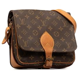 Louis Vuitton-Brown Louis Vuitton Monogram Cartouchiere MM Crossbody Bag-Brown