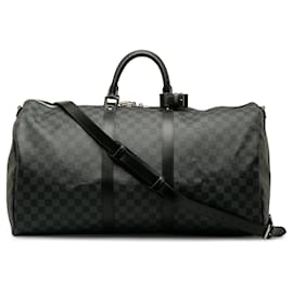 Louis Vuitton-Gray Louis Vuitton Damier Graphite Keepall Bandouliere 55 Travel bag-Other