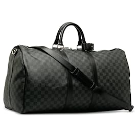 Louis Vuitton-Gray Louis Vuitton Damier Graphite Keepall Bandouliere 55 Travel bag-Other