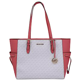 Michael Kors-Michael Michael Kors Gilly Travel Tote Bag in White and Pink Coated Canvas-Other