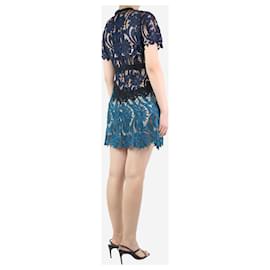 Self portrait-Blue two-tone lace dress - size UK 12-Blue