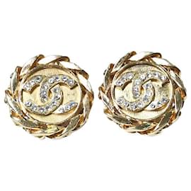 Chanel-Goldfarbene Coco Mark-Ketten-Ohrclips – Größe-Silber
