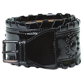 Alaïa-Cinturón de charol negro con tachuelas - talla-Negro
