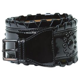 Alaïa Schwarzer Lackledergürtel mit Nieten - Größe Schwarz