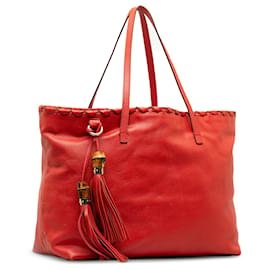 Gucci-Tote con borlas de bambú rojo de Gucci-Roja