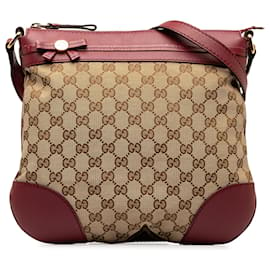 Gucci-Gucci Brown GG Canvas Mayfair Crossbody-Brown,Red,Beige