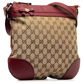 Gucci-Gucci Brown GG Canvas Mayfair Crossbody-Brown,Red,Beige