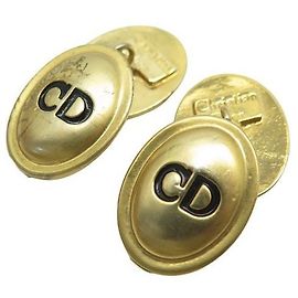 Abotoaduras vintage Christian Dior Logo CD Metal Dourado Abotoaduras Douradas Dourado