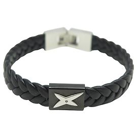 PULSEIRA MAUBOUSSIN MEC EU TE AMO BR0324BLBSWSBDI 17 CINTA DE COURO E AÇO Preto