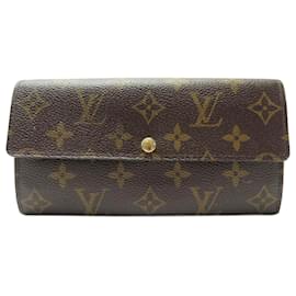 Louis Vuitton-CARTERA LOUIS VUITTON SARAH MONOGRAMA LONA M60531 Billetera billetera-Castaño