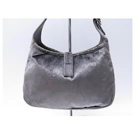Gucci-VINTAGE SAC A MAIN GUCCI MINI JACKIE VELOURS ANTHRACITE 0050775 HAND BAG-Gris anthracite
